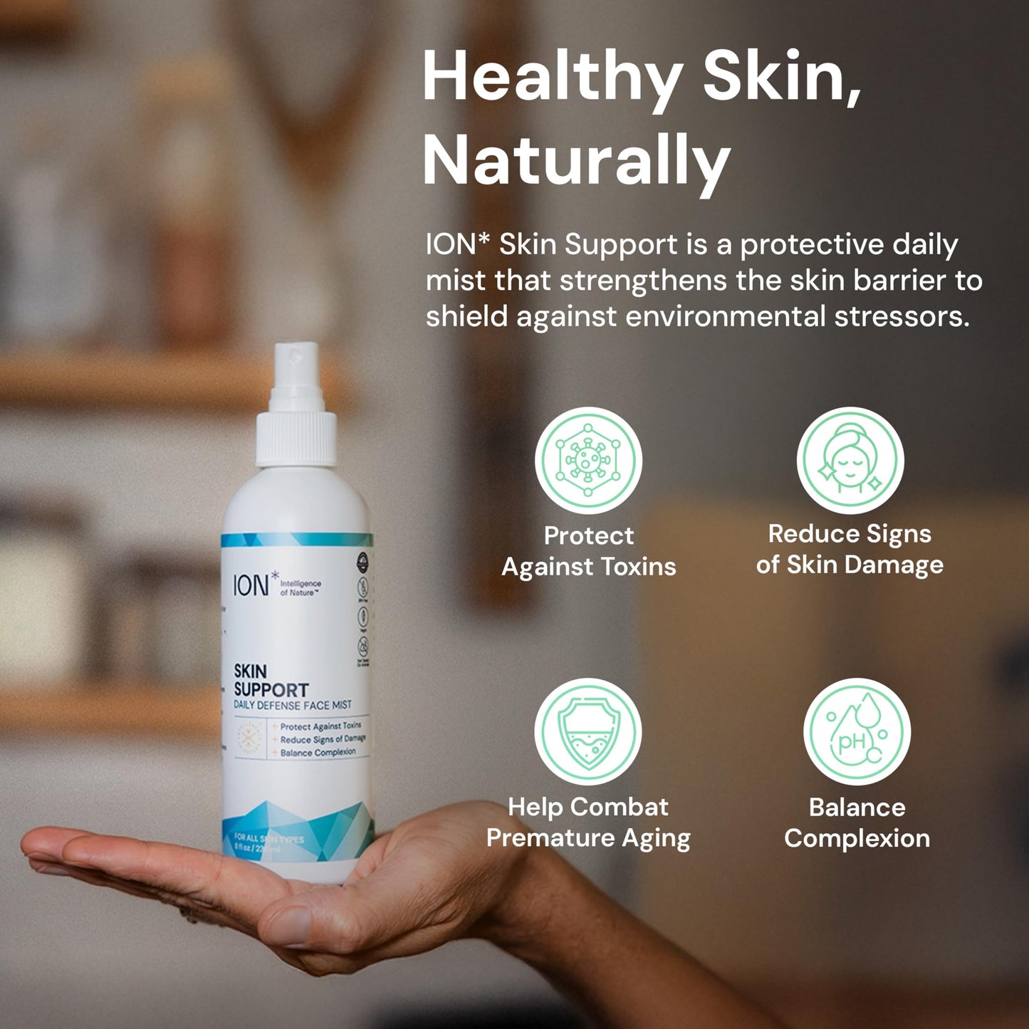 ION* Intelligence of Nature Skin Support Face Mist Hydrating Spray - Refreshing Facial Mist Spray for Daily Use, Vegan Friendly Formula to Refresh Beauty & Personal Care ION* Intelligence of Nature