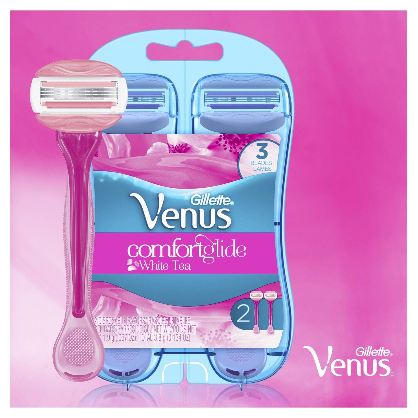 Gillette Venus ComfortGlide White Tea Scented Women's Disposable Razor, 2 Count Beauty & Personal Care Gillette Venus