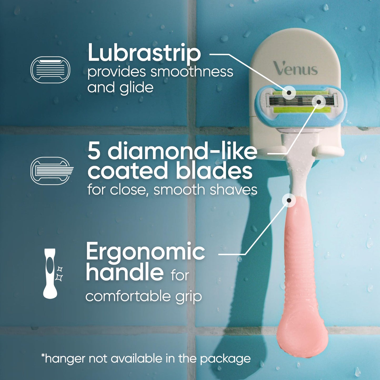 Gillette Venus Extra Smooth Pink Women's Razor Handle + 3 Blade Refills Beauty and Personal Care Gillette Venus