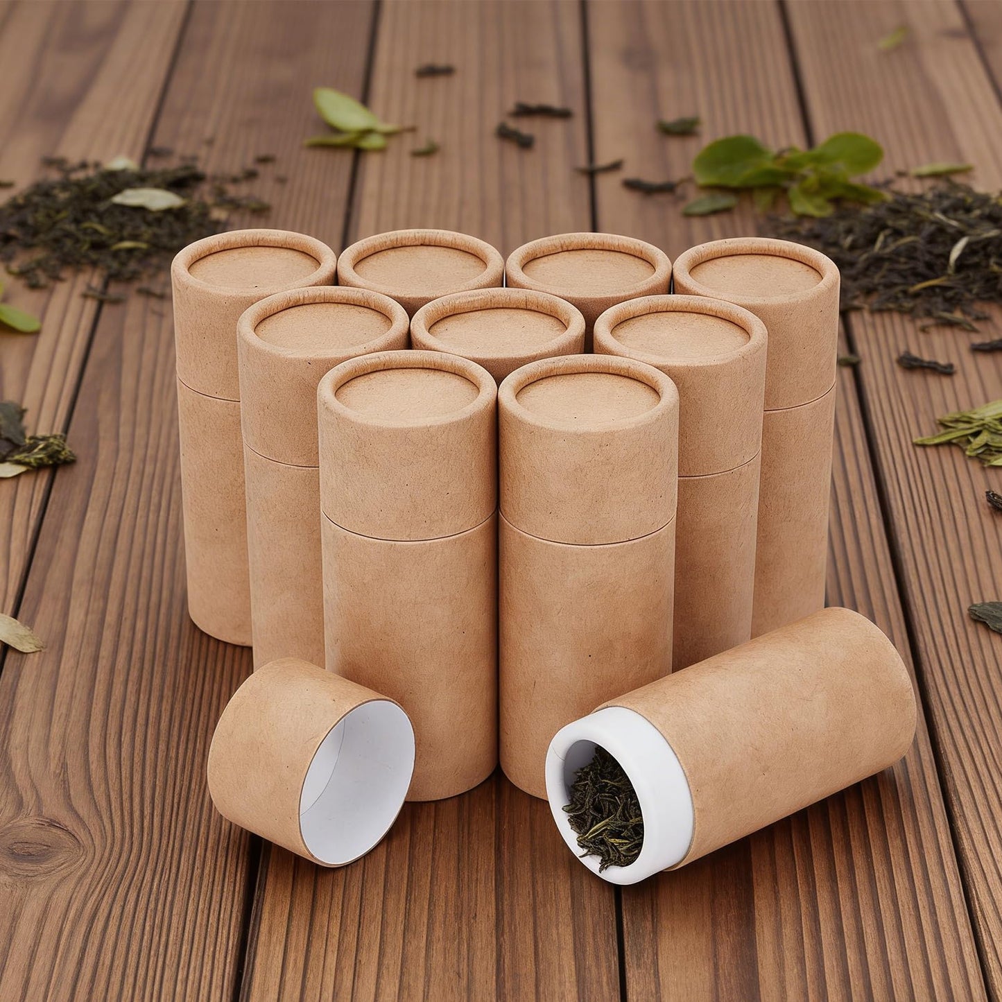NICENEEDED 10 PCS Paperboard Lip Balm Tubes, 10ml Push-Up Style Empty Krafts Paper Solid Lip Gloss Container, Refillable Round Tubes for DIY Homemade Beauty and Personal Care NICENEEDED