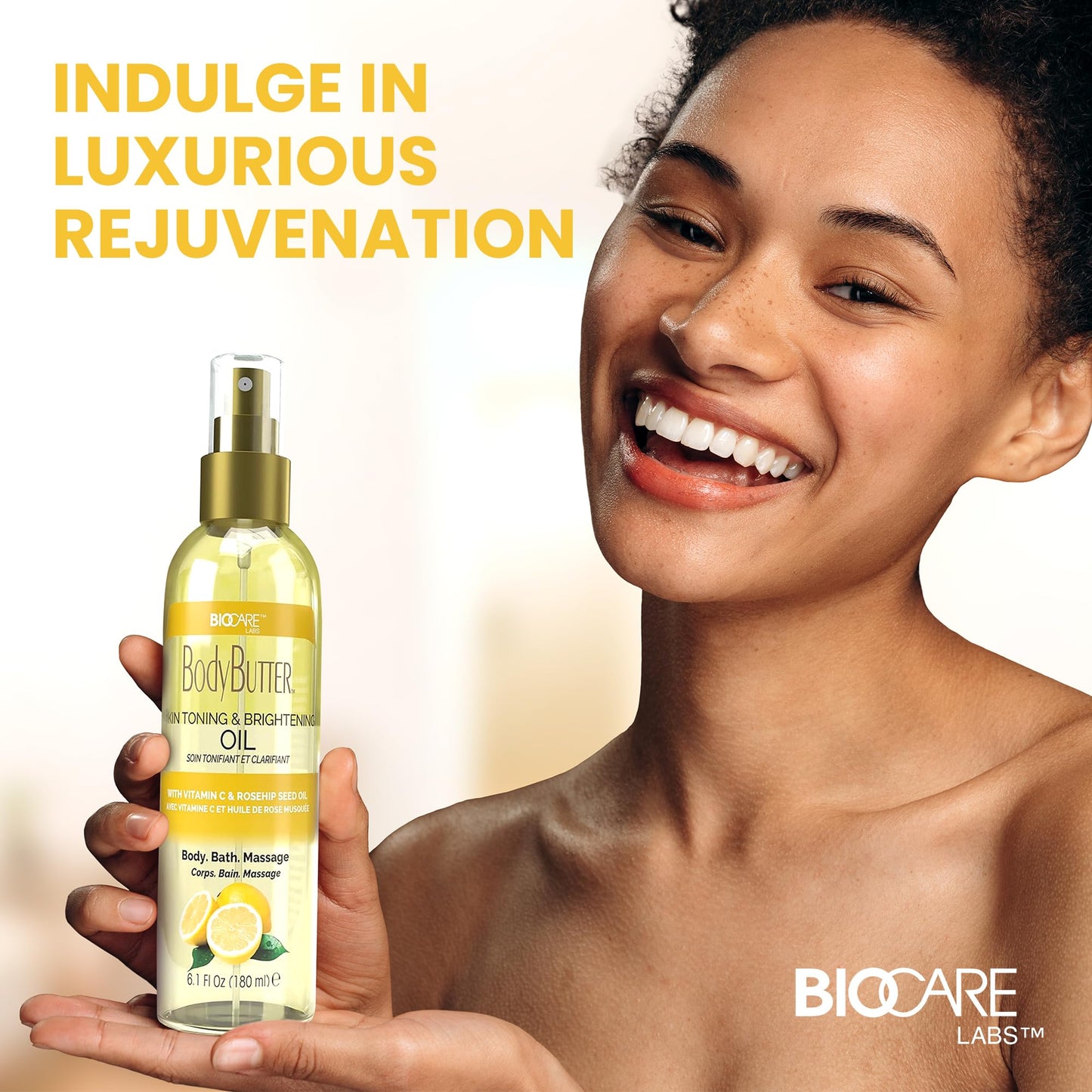 Biocare Skin Toning & Brightening Oil - Infused with Vitamin C, Rosehip Seed Oil, Vitamin E - Nourishing and Non-Greasy Body Oil for Hydrated Beauty & Personal Care Biocare