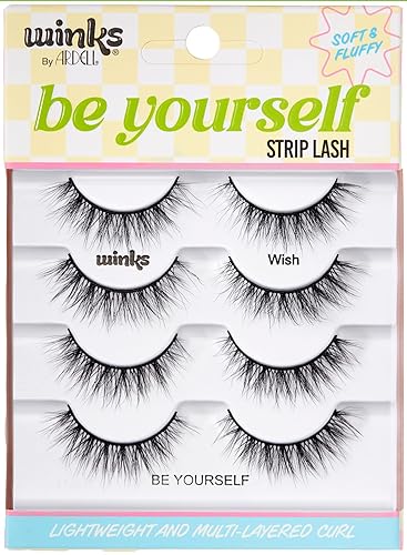 Ardell Winks Be Yourself Lashes - Wish Style, Black Strip Lashes for Dramatic Doll Eye Effect, Full Volume, Natural Look False Eyelashes, 4-Pack Beauty & Personal Care Ardell