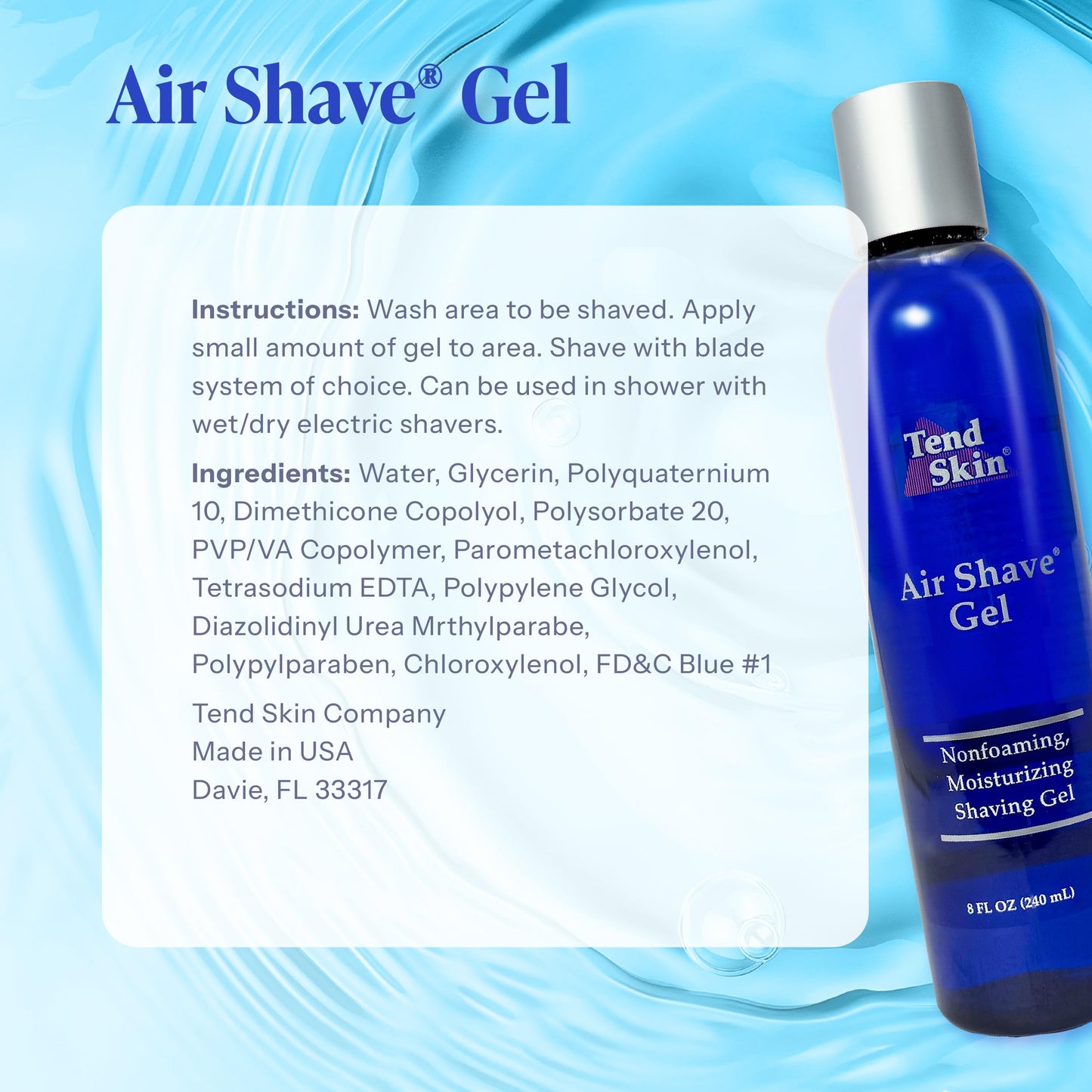 Tend Skin Air Shave Gel Advanced Soothing & Moisturizing Formula, Provides Natural Protection, Silky Smooth Skin & Seamless Hair Removal, 8 Oz Beauty & Personal Care Tend Skin