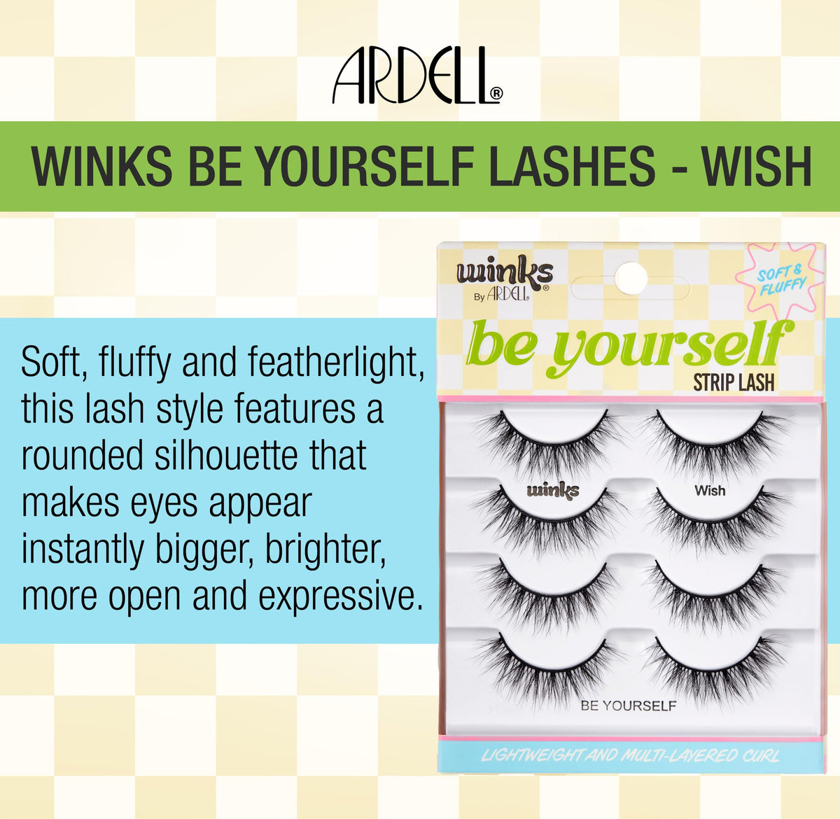 Ardell Winks Be Yourself Lashes - Wish Style, Black Strip Lashes for Dramatic Doll Eye Effect, Full Volume, Natural Look False Eyelashes, 4-Pack Beauty & Personal Care Ardell