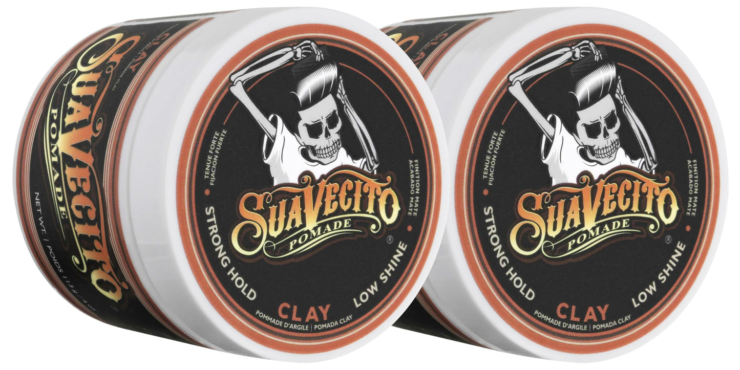 Suavecito Pomade Firme Clay 4 oz, 2 Pack - Strong Hold Hair Clay For Men - Low Shine Matte Hair Clay Pomade For Natural Texture Hairstyles Beauty & Personal Care Suavecito