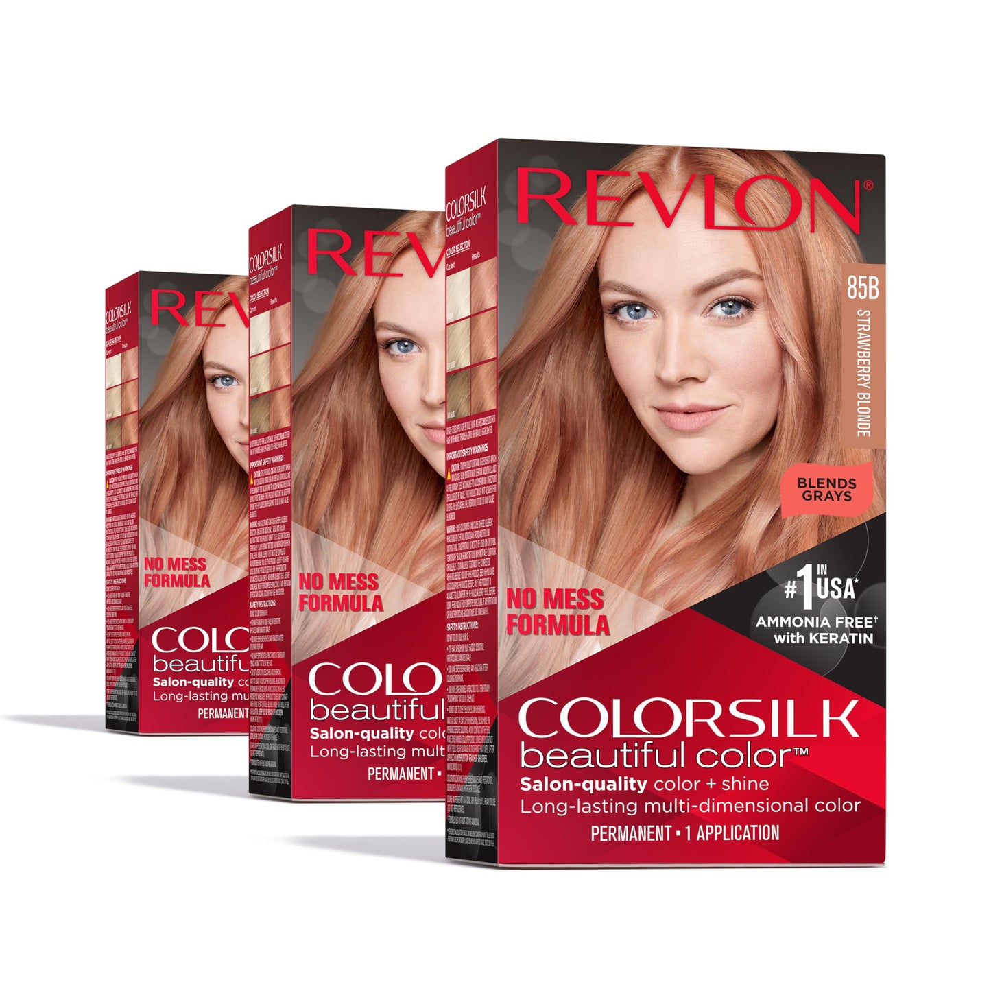 Revlon Colorsilk Beautiful Color Permanent Hair Color, (OLD VERSION) 85B Strawberry Blonde (Pack of 3) Beauty & Personal Care REVLON