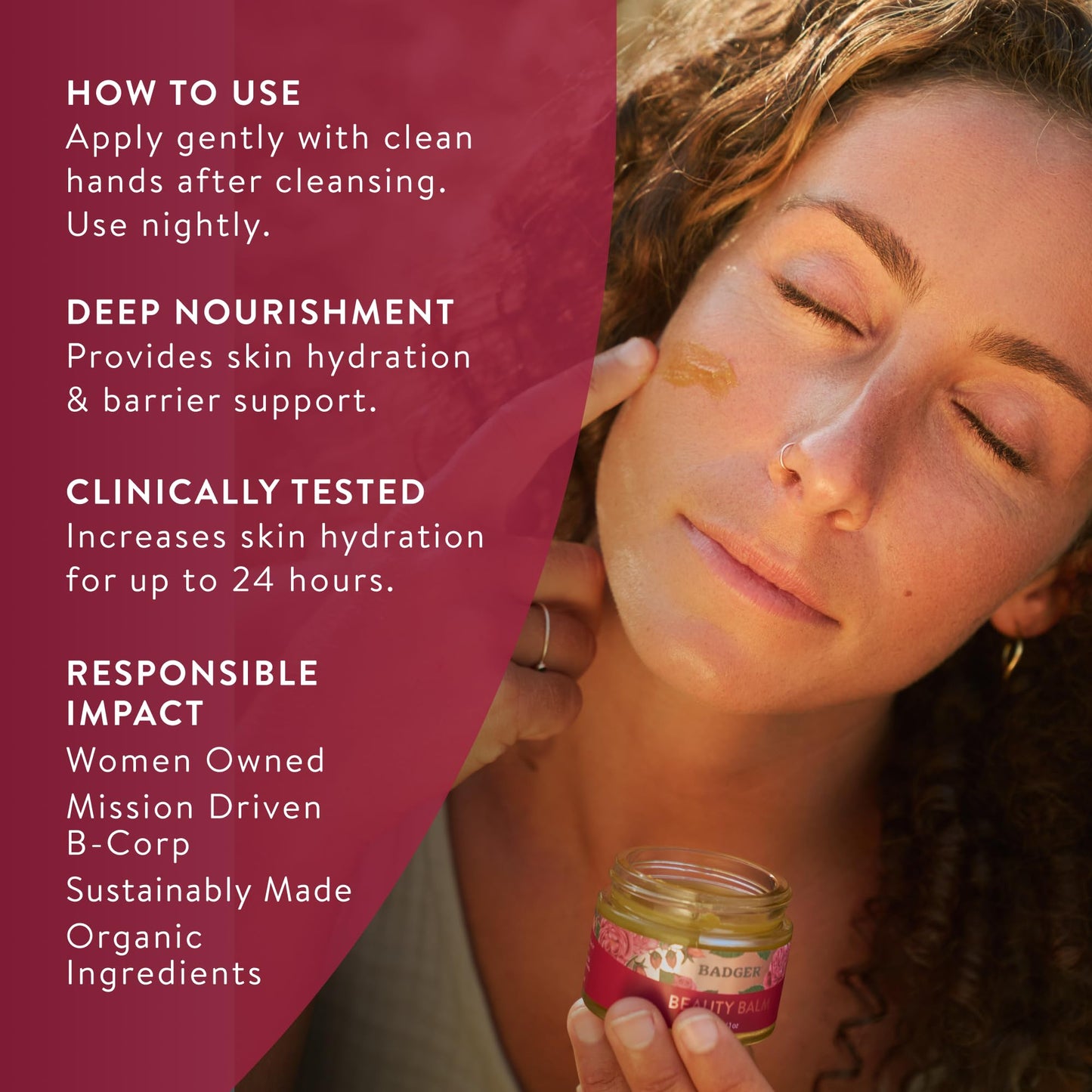Badger Rose Beauty Balm, 100% Organic Nourishing Treatment For Face, Neck & Hands w/Pure Rose Essential Oil, Intensive Long Lasting Face Moisturizer Beauty & Personal Care Badger