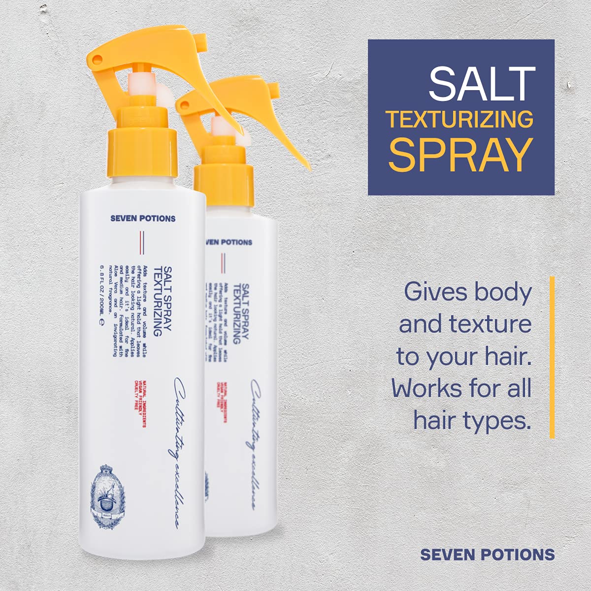 SEVEN POTIONS Salt Spray for Men - Hair Texture Spray with Matte Finish & Grit - Volumizing Pre-Styler for Beach Waves - Water-Based, Quick-Dry Beauty & Personal Care SEVEN POTIONS