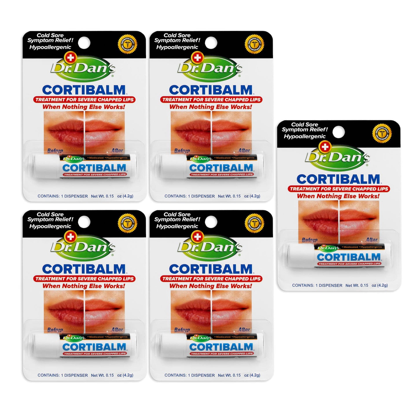 Dr. Dan's Cortibalm-5 pack- for Dry Cracked Lips Healing Lip Balm for Severely Chapped Lips - Designed for Men, Women and Children Beauty & Personal Care Dr. Dan's