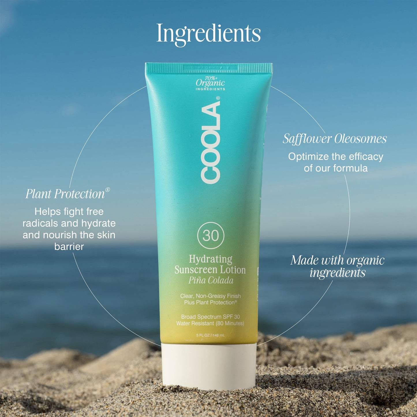 COOLA Organic Sunscreen SPF 30 Sunblock Body Lotion, Dermatologist Tested Skin Care for Daily Protection, Vegan and Gluten Free, Piña Colada, 5 Fl Oz Beauty & Personal Care COOLA