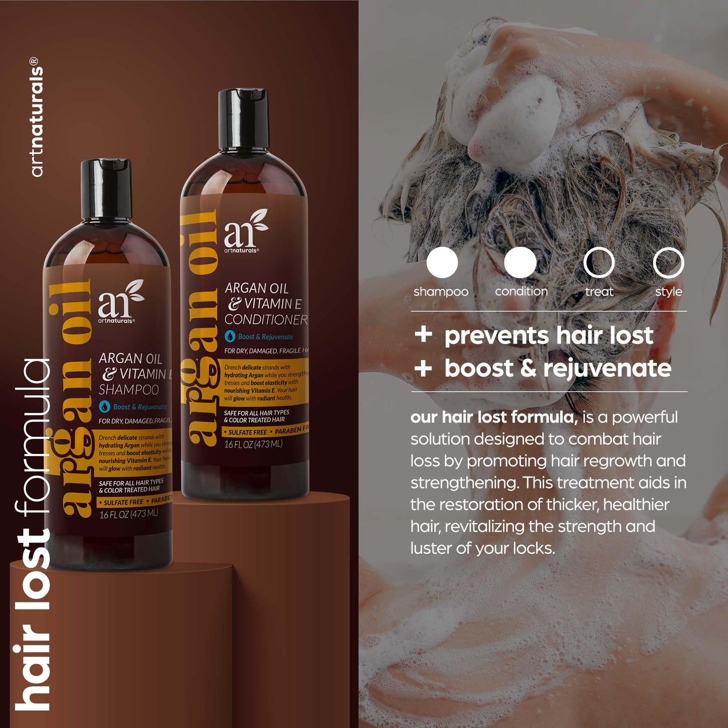 artnaturals Moroccan Argan Oil Hair Loss Shampoo & Conditioner Set - (2 x 16 Fl Oz / 473ml) - Sulfate Free Hair Regrowth for Men & Women Beauty & Personal Care Artnaturals