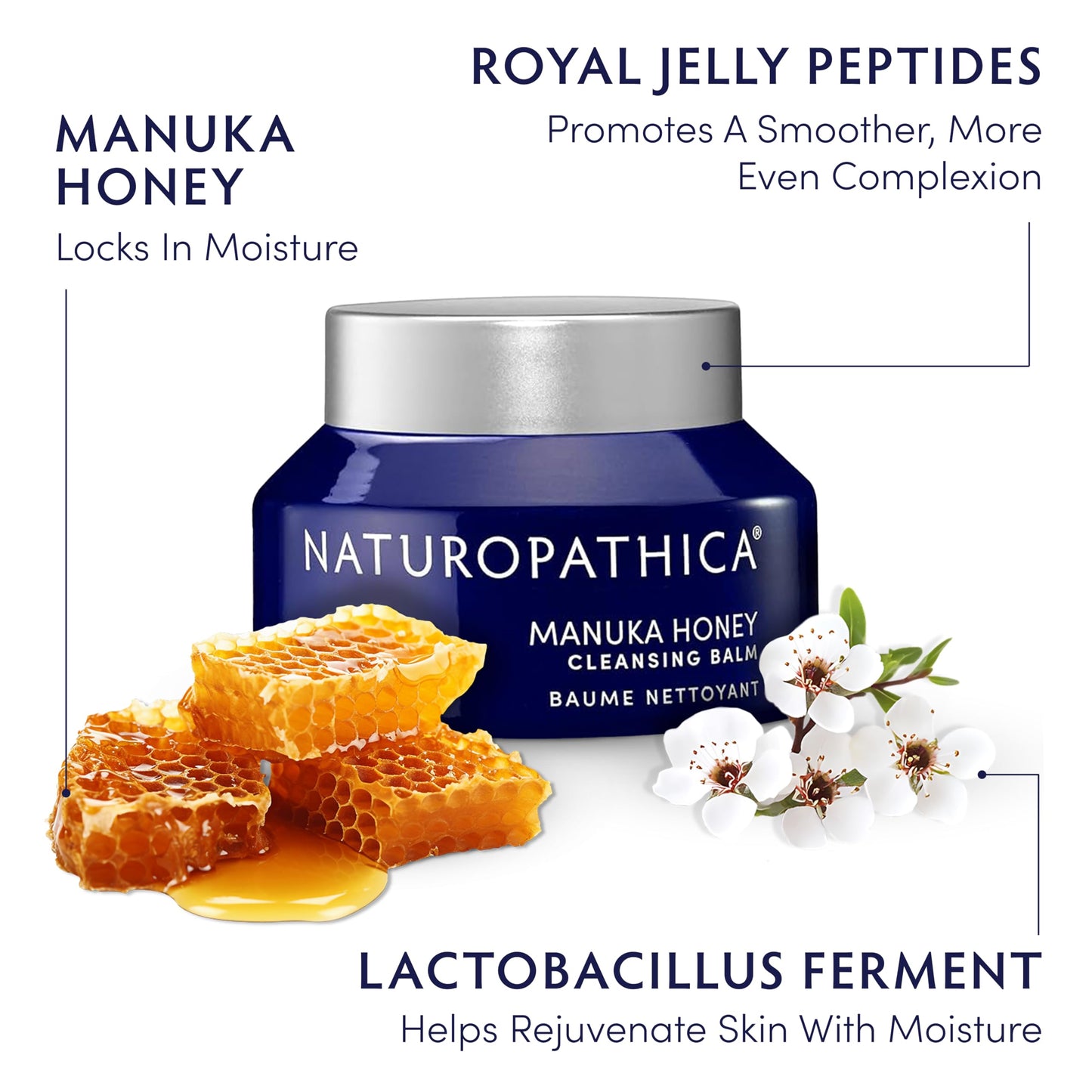 Naturopathica Manuka Honey Cleansing Balm, Manuka Honey Skin care, Makeup Removing Facial Cleanser, Gentle and Hydrating Face Wash, Cleansing Balm 2.8 Beauty & Personal Care Naturopathica