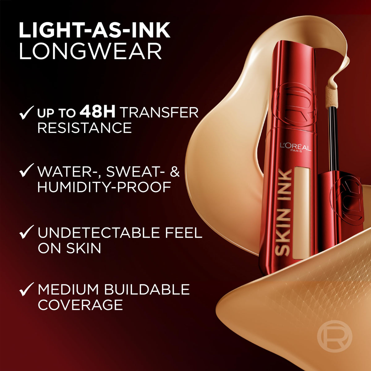 L'Oreal Paris Infallible Skin Ink 2-in-1 Foundation Concealer Hybrid Face Makeup, up to 48HR Transfer-Resistant with Medium Coverage, 460 Rich Neutral