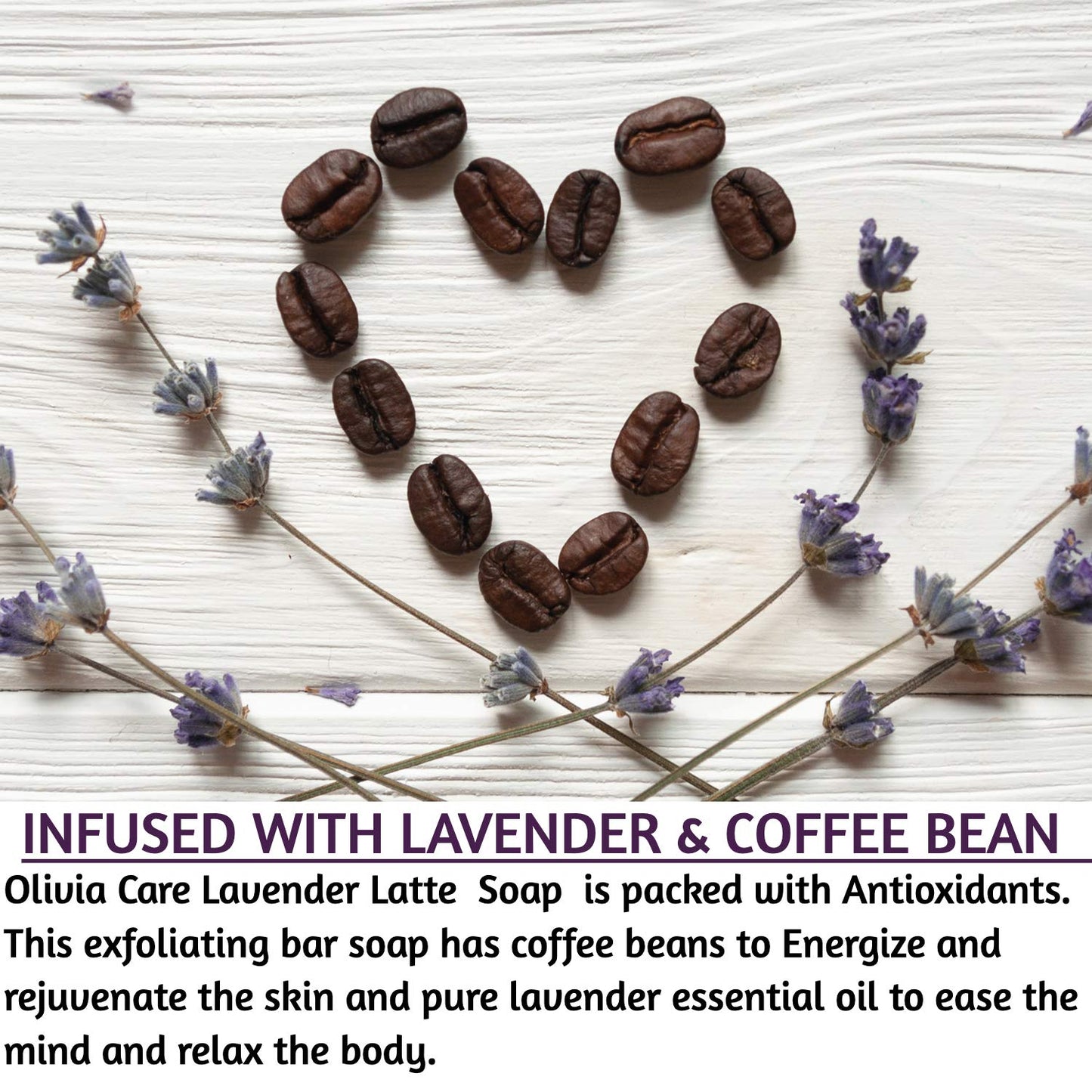 Olivia Care Exfoliating Bar Soap, Coffee Beans, 100% Natural, Organic Ingredients, Clean Energize Mind Body, Full of Vitamin & Antioxidants (Lavender Beauty & Personal Care Olivia Care