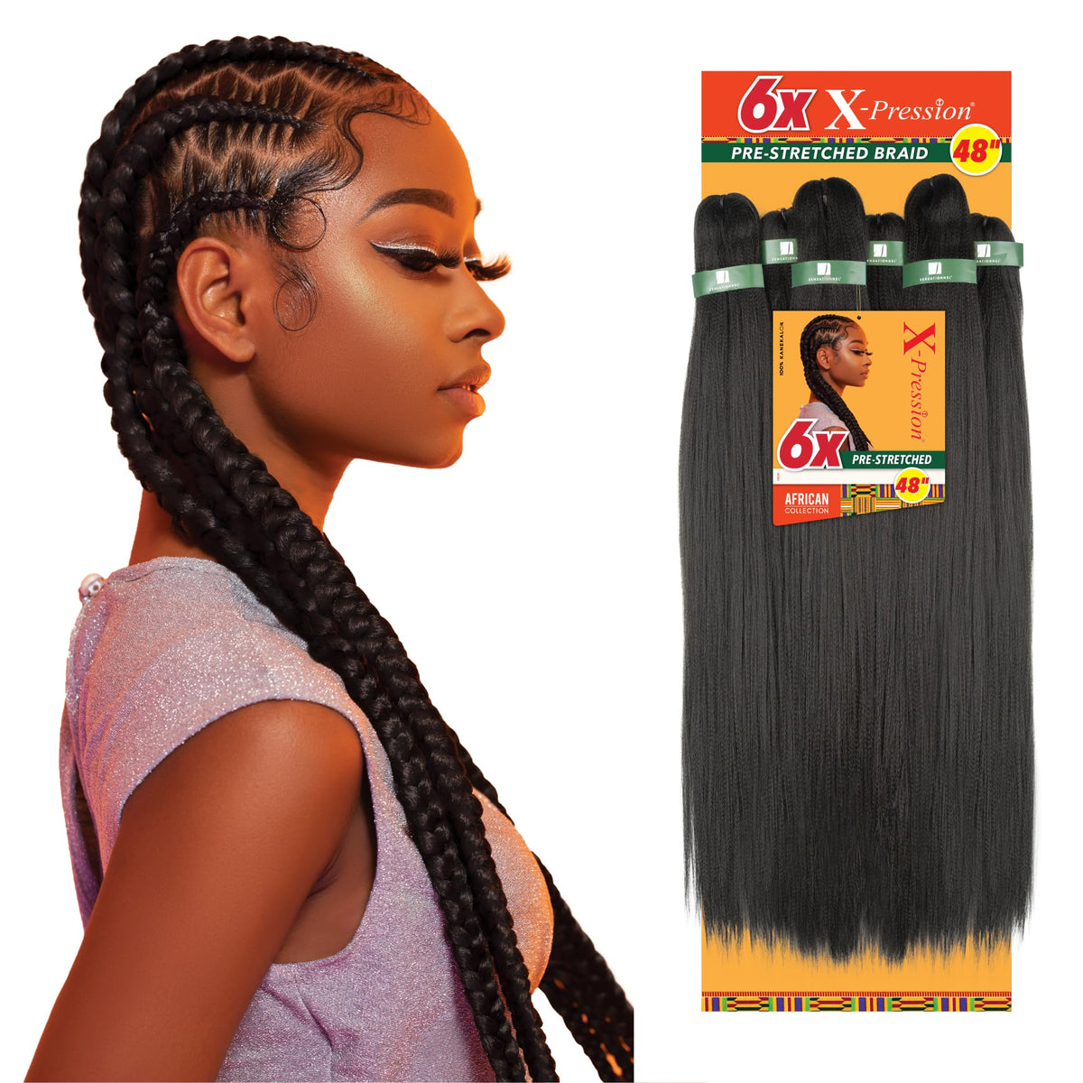 Sensationnel X-Pression Prestretched Braids-6X Braid 48in,30 LIGHTAUBURN