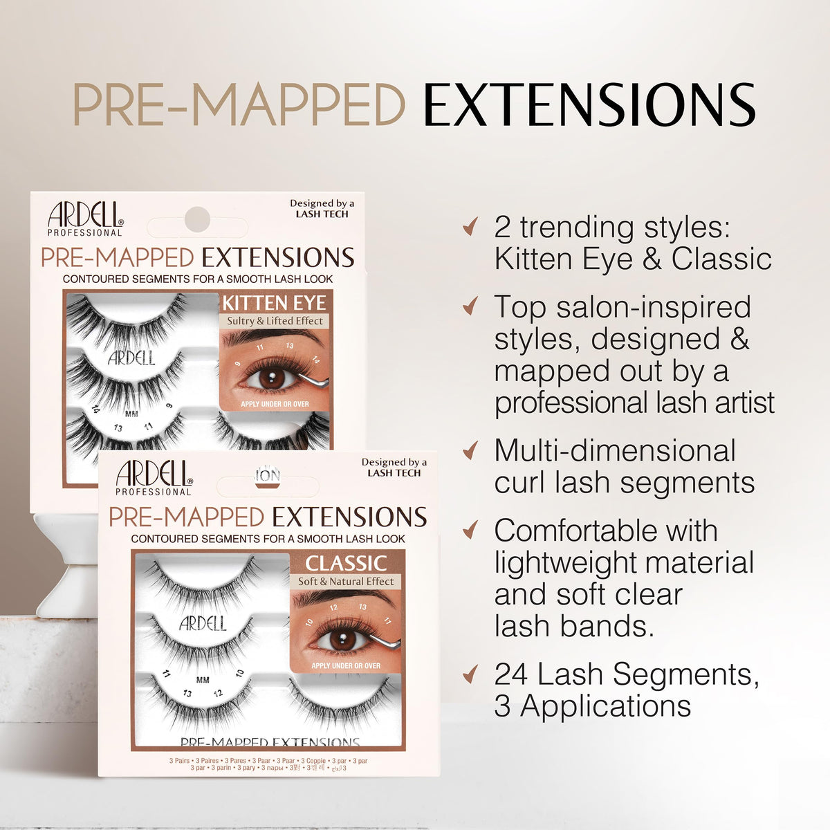 Ardell Pre-Mapped Wispy Eyelash Extensions Kit Lash Glue & Remover, 4 Pack