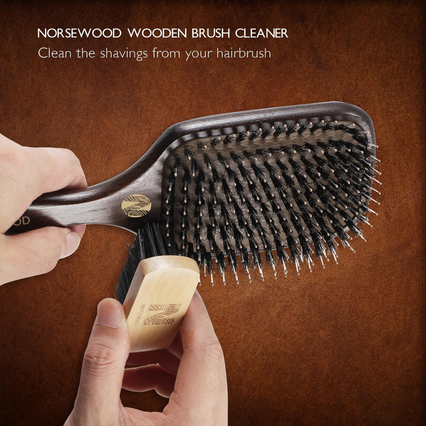 Norsewood Boar Bristle Hair Brush Set, Soft Bristle Detangler for Long, Short, Thin, Curly, Straight, or Wavy,Hairbrush for Enhancing Shine,Great Beauty & Personal Care Norsewood