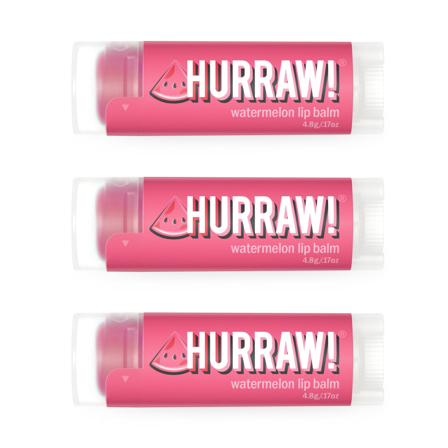 Hurraw! Watermelon Lip Balm, 3 Pack: Organic, Certified Vegan, Cruelty and Gluten Free. Non-GMO, 100% Natural Ingredients. Bee, Shea, Soy and Palm Beauty and Personal Care HURRAW!