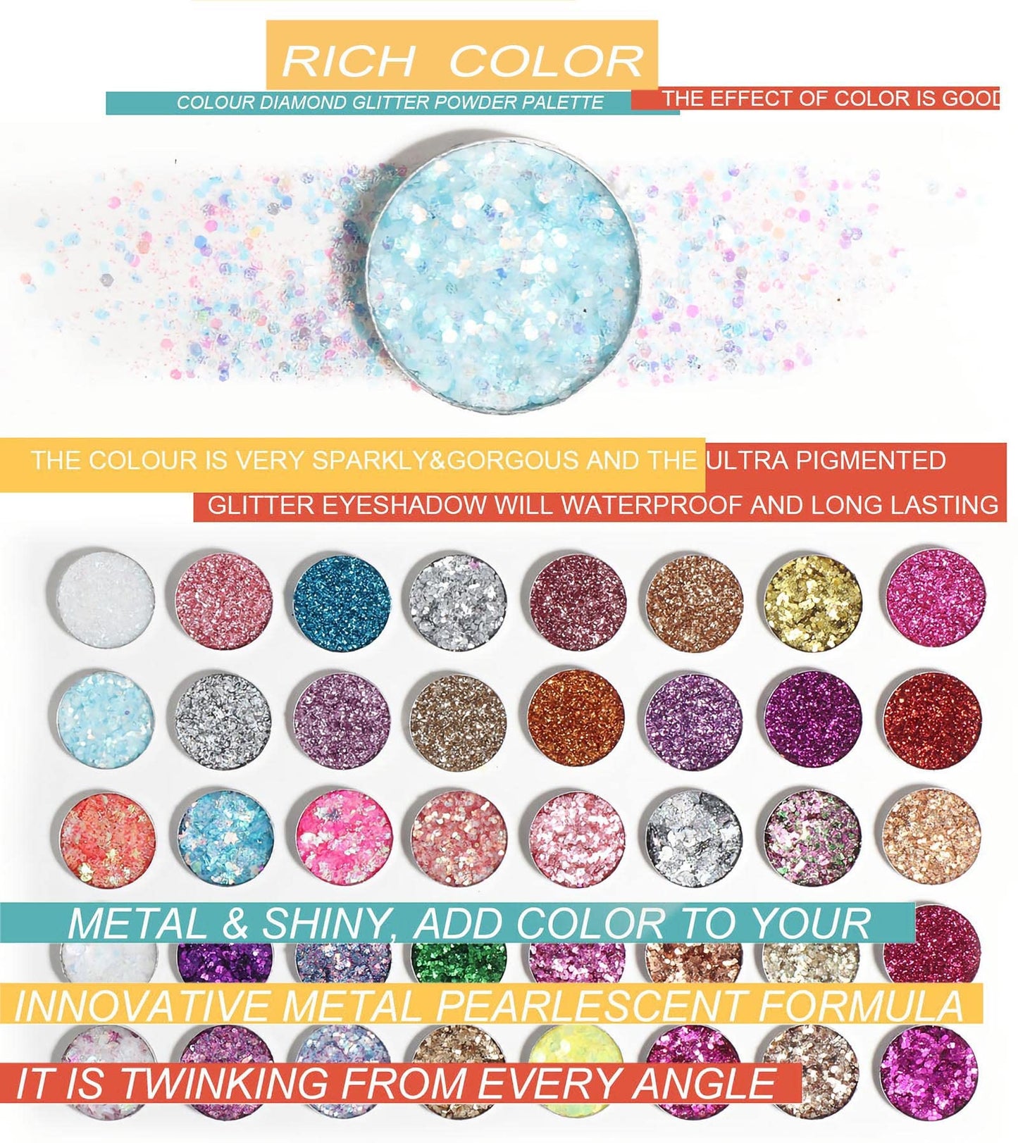 SUMEITANG 40 Colors Glitter Gel Set - No Glue Needed for Hair Face Body Glitter for Halloween, Carnival, Cosplay | Multi-Purpose Paint Glitter Beauty & Personal Care SUMEITANG