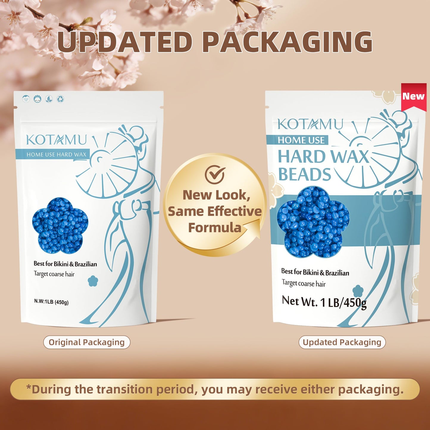 KOTAMU Blue Hard Wax Beads for Sensitive Skin - 1lb Coarse Hair Formula Wax Melts for Brazilian, Armpit, Back, Body, Bikini Hair Removal at Home or Beauty and Personal Care KOTAMU