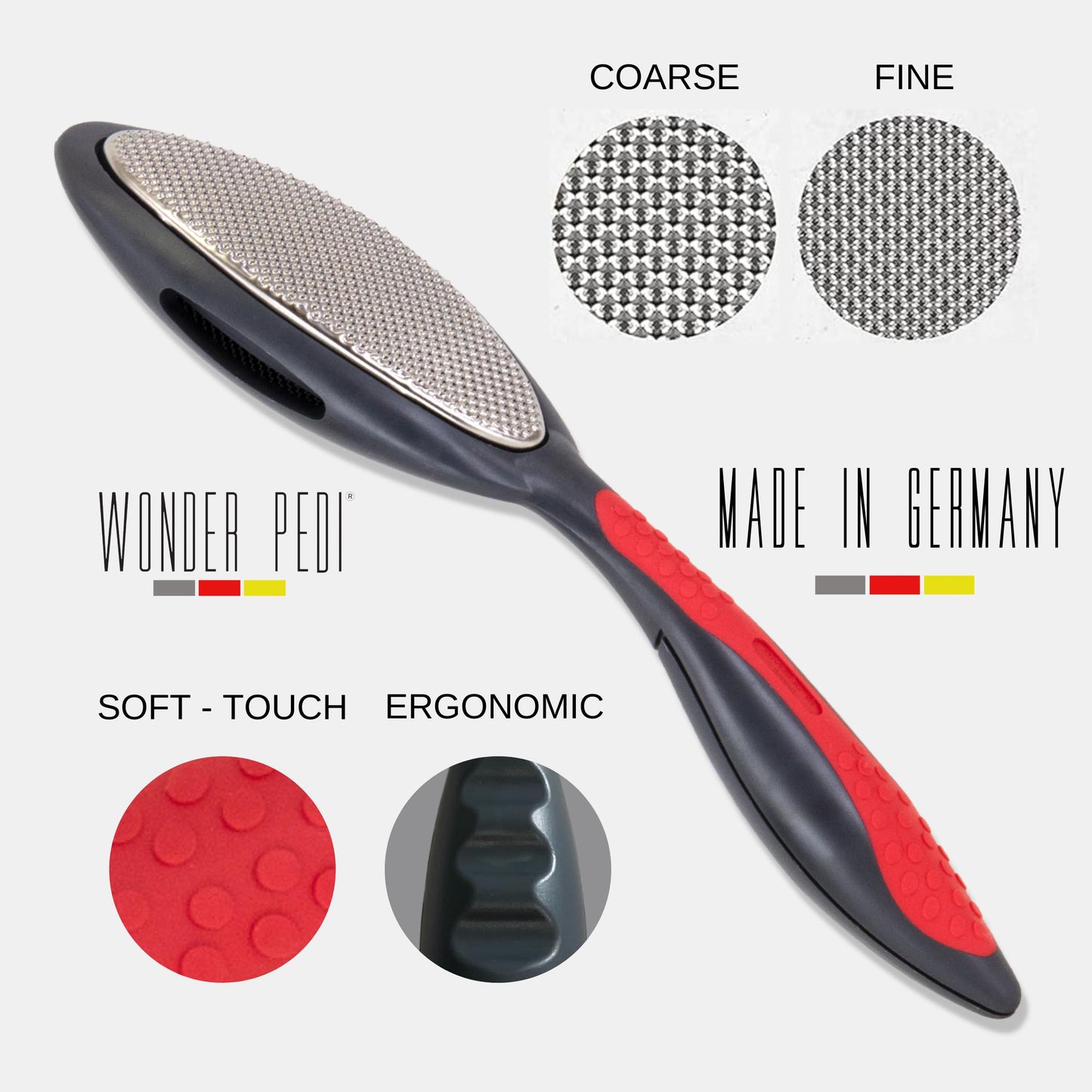 Made in Germany Double Sided Metal Foot File - Stainless Steel Feet Callus Remover - Feet Scrubber Dead Skin - Heel Scraper Cracked Heels Repair Beauty & Personal Care WONDER PEDI