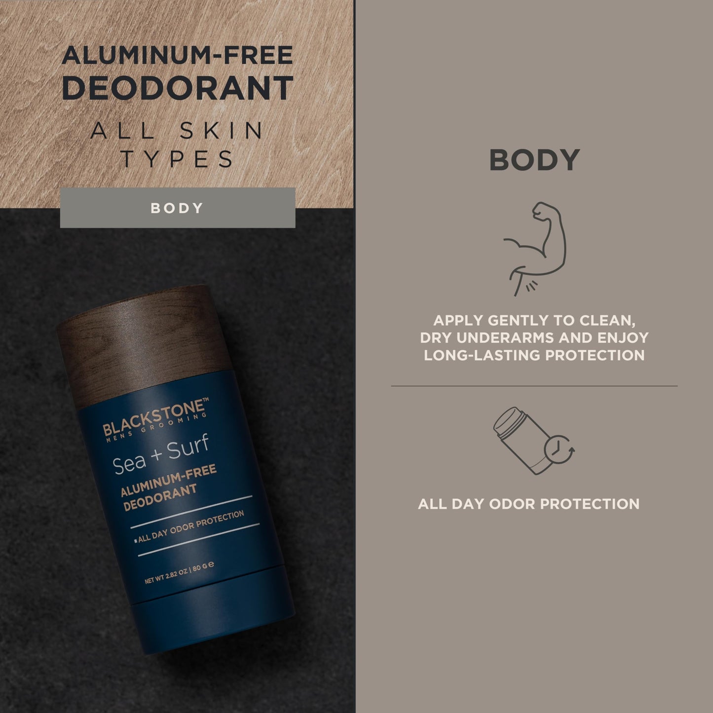 Blackstone Men's Grooming Aluminum-Free Deodorant - All Day Odor Protection - Long Lasting Protection - Sea & Surf (2.82 oz) Beauty and Personal Care Blackstone