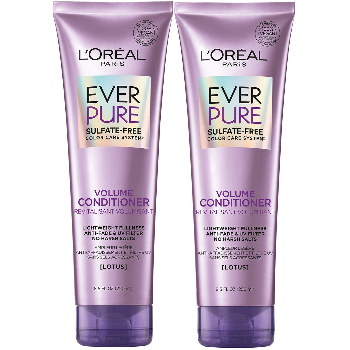 L'Oreal Paris EverPure Volume Sulfate Free Conditioner for Color-Treated Hair, Volume + Shine for Fine, Flat Hair, with Lotus Flower, 2 Count (8.5 Fl Beauty & Personal Care L'Oreal Paris