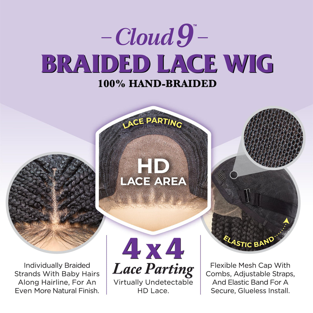 Sensationnel CLOUD9 4x4 Braided Wig-Boho Box Braid 30 Inch, 2 DARKBROWN