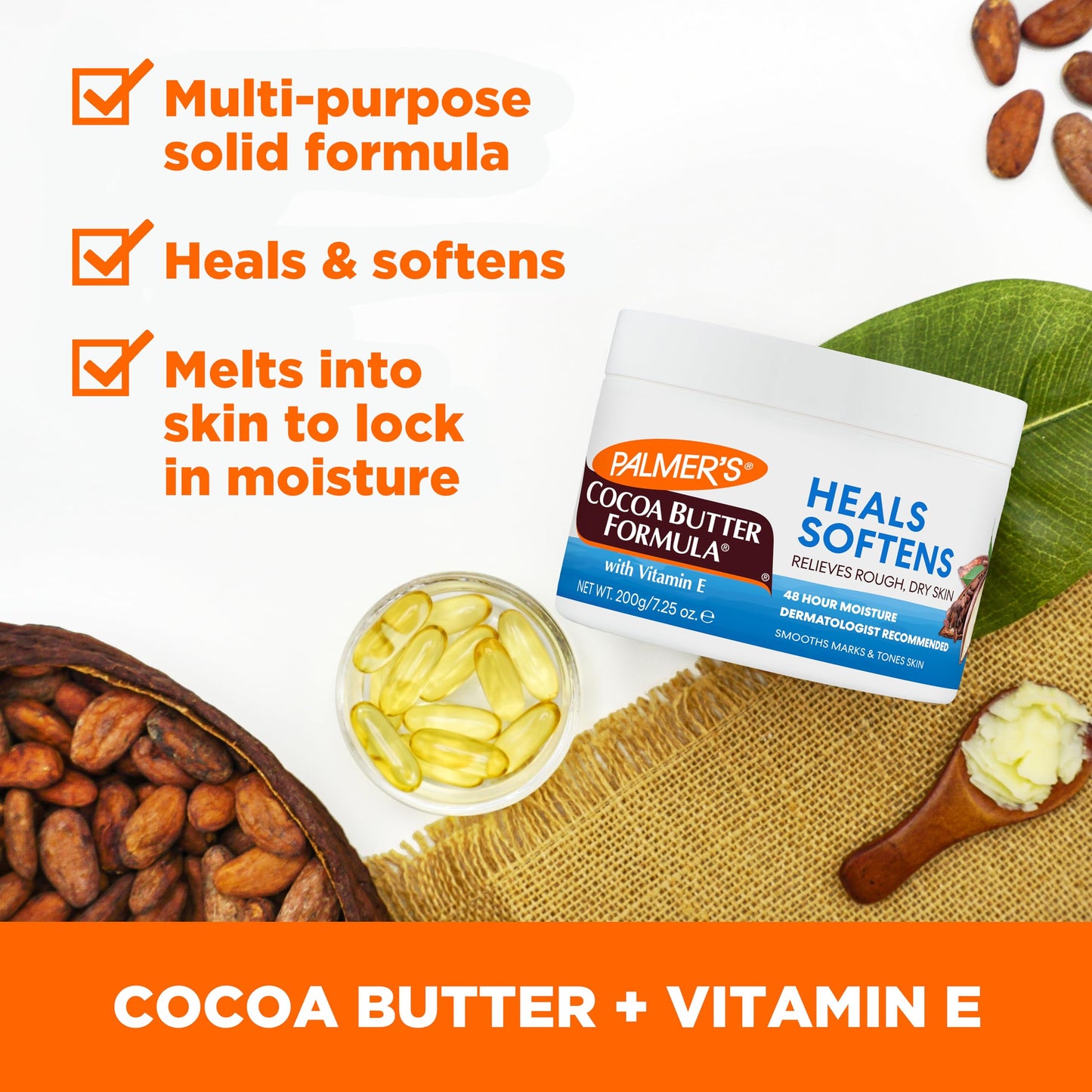 Palmer's Cocoa Butter Formula Daily Skin Therapy Solid Lotion with Vitamin E, Body Moisturizer for Extremely Dry Skin, Softens and Soothes, 7.25 Beauty & Personal Care Palmer's