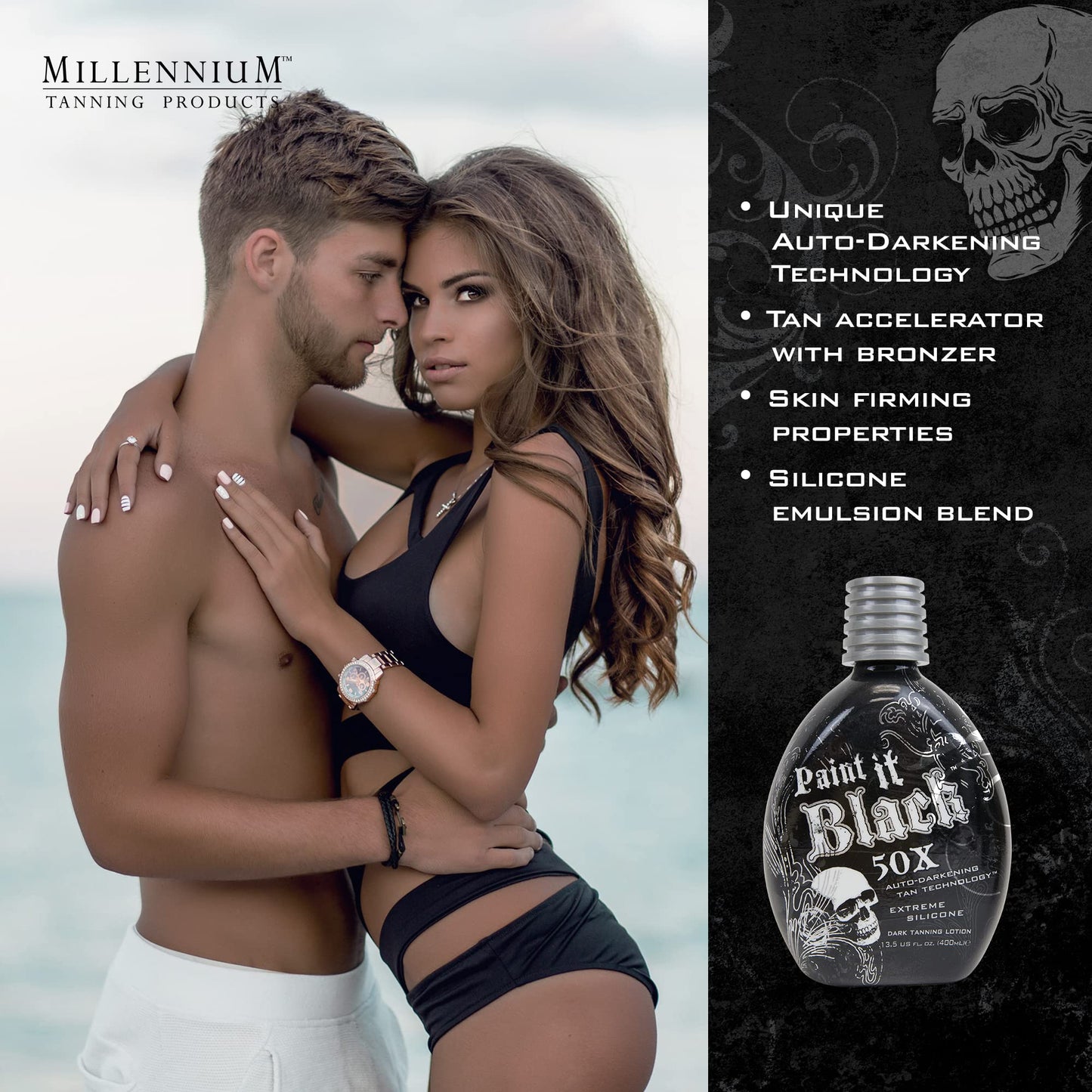 Millennium Tanning Paint It Black 50x Dark Tanning Bed Lotion, 13 fl. oz. Beauty & Personal Care Millennium Tanning