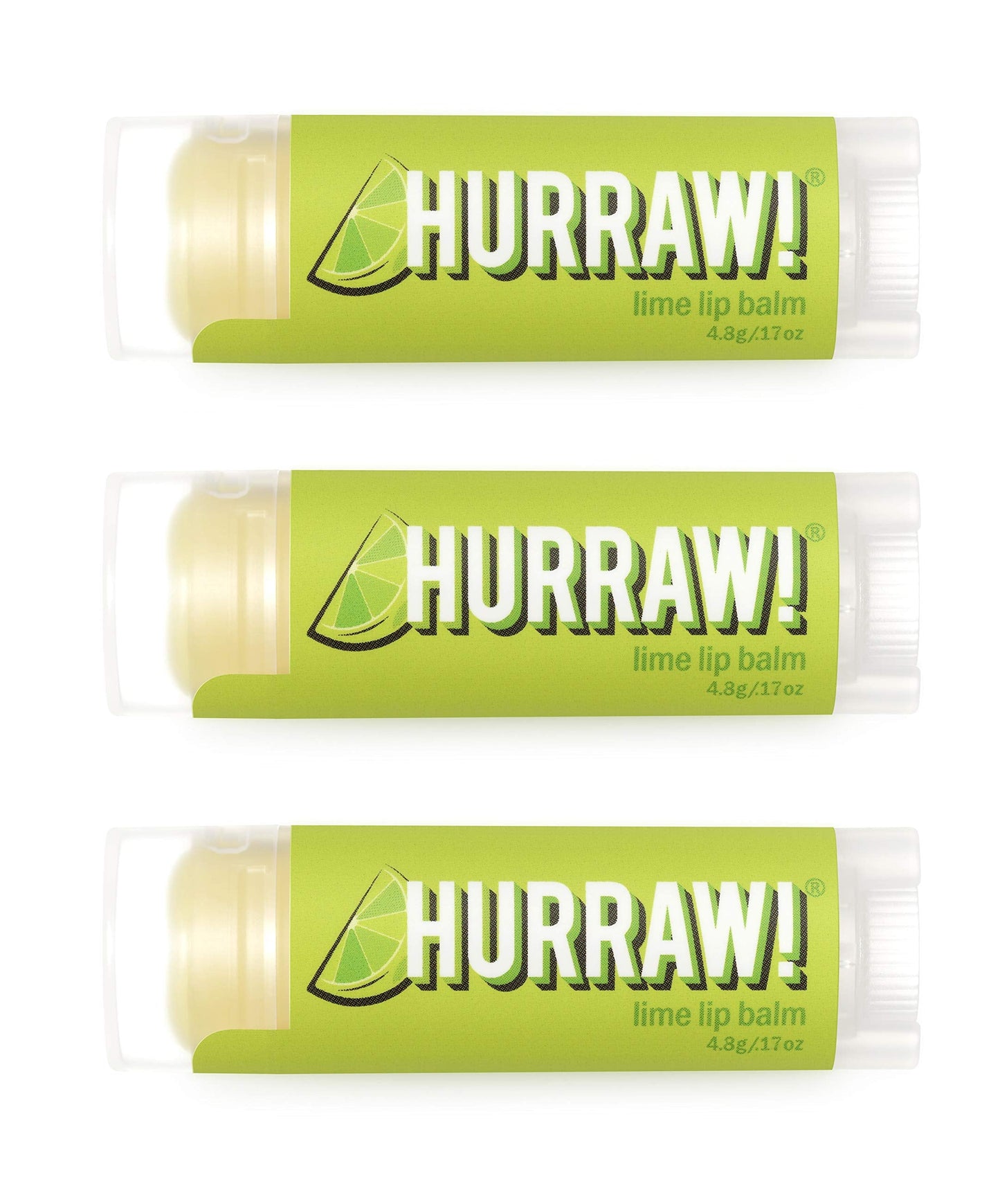 Hurraw! Lime Lip Balm, 3 Pack: Organic, Certified Vegan, Cruelty and Gluten Free. Non-GMO, 100% Natural Ingredients. Bee, Shea, Soy and Palm Free. Beauty & Personal Care HURRAW!