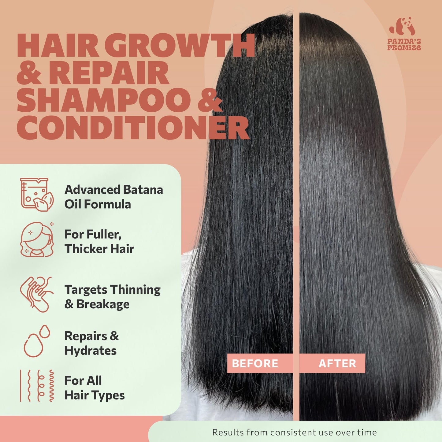 Panda's Promise Batana Oil Shampoo and Conditioner Set - Sulfate-Free Haircare with Batana Oil Nourishing Duo for Smooth, Soft and Manageable Hair Beauty & Personal Care Panda's Promise