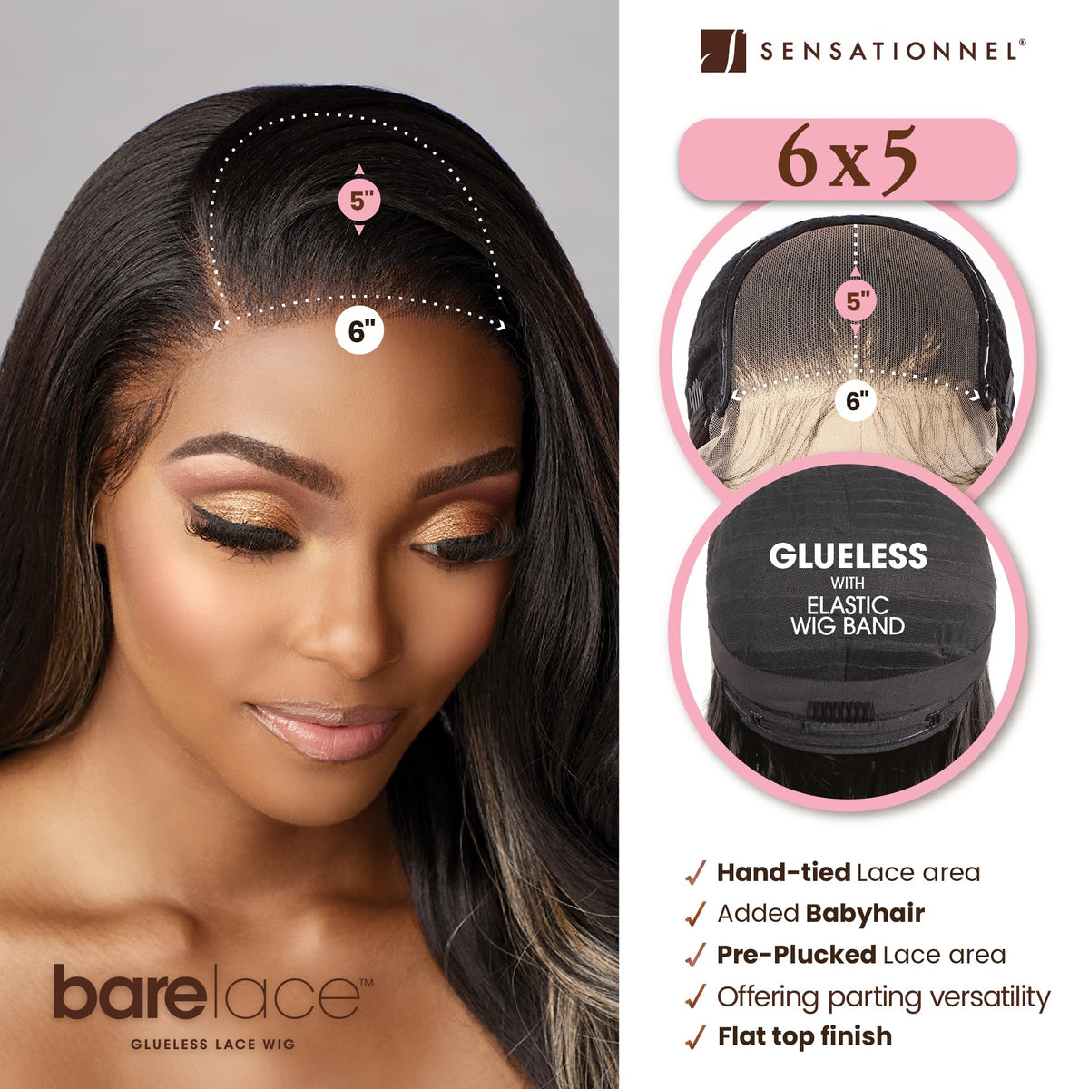 Sensationnel Bare Lace 6x5 Lacewig-Unit 1, 2 DARKBROWN