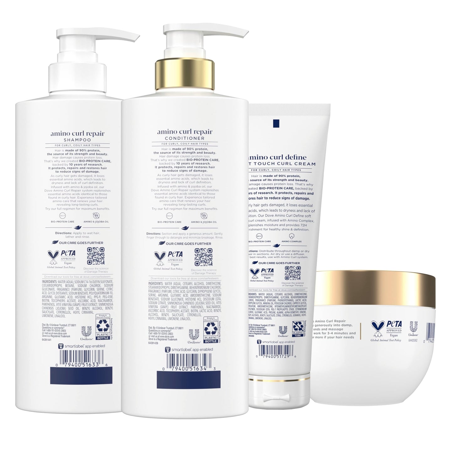 Dove Shampoo, Conditioner, & Mask Amino Curl Regimen Pack 4 Pk for Curly, Coily Hair with Bio-Protein Care Technology + Amino & Jojoba Oil Beauty & Personal Care Dove