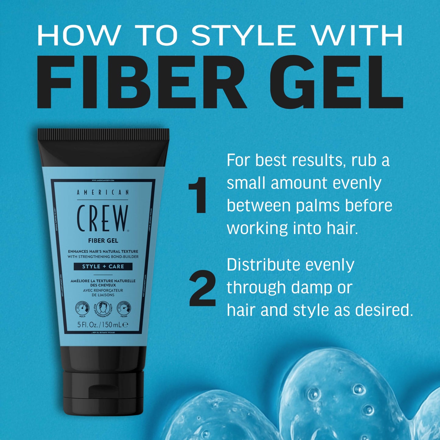 AMERICAN CREW Fiber Gel, Texturizing & Strengthening Formula with Bond Builder, Medium Hold & Natural Finish for Short to Medium Hair, 5 fl oz Beauty & Personal Care AMERICAN CREW