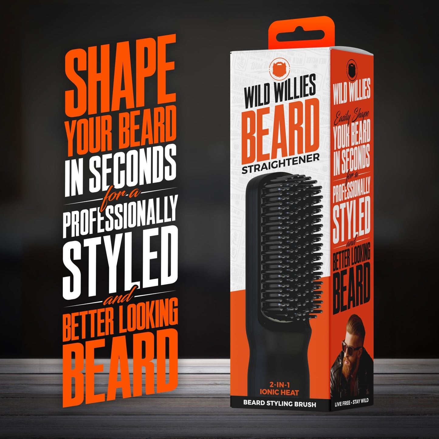 Wild Willies Beard Straightener for Men - 3 Temperature Settings, Tourmaline Ceramic Heated Beard Brush & Hot Comb - Portable, Ionic Technology Beauty & Personal Care Wild Willies