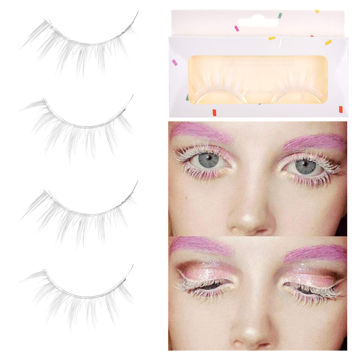 Kare & Kind White False Eyelashes - Lightweight and Natural Looking Fake Extensions - Ideal for Cosplays, Masquerades, Costume Parties, Photoshoots Beauty & Personal Care Kare & Kind