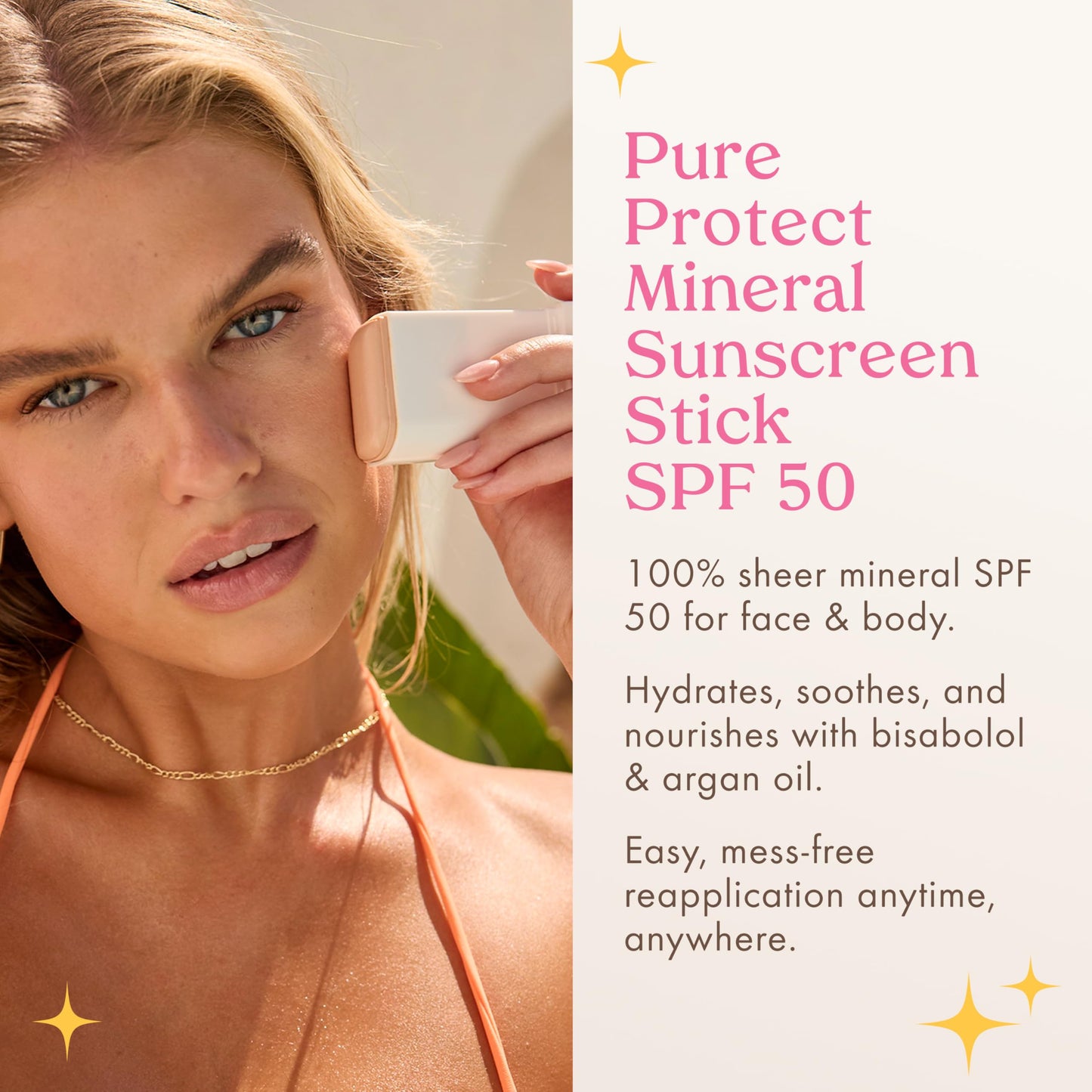 Kopari PURE PROTECT 100% Mineral Sunscreen Stick SPF 50+ Clear Zinc Oxide Face and Body Sunscreen with Hydrating Argan Oil, Shea Butter, Sheer Finish Beauty & Personal Care Kopari