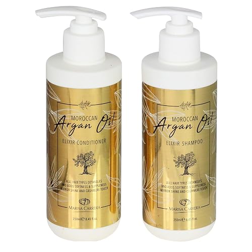 Marisa Carrera Moroccan Argan Oil Elixir Shampoo & Conditioner. Volumizing & Moisturizing, Gentle on Curly & Color Treated Hair, for Men & Women.250 Beauty & Personal Care MC