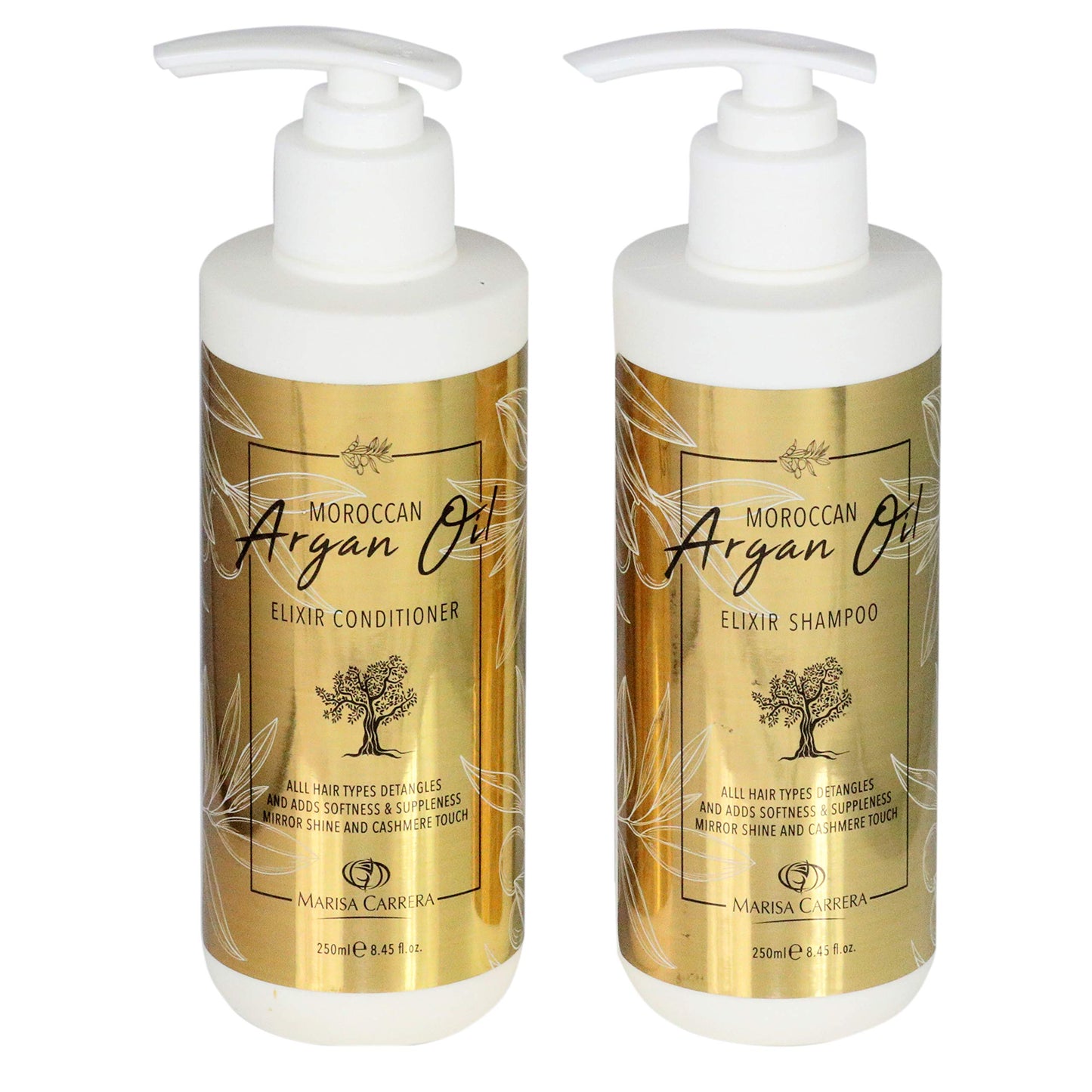 Marisa Carrera Moroccan Argan Oil Elixir Shampoo & Conditioner. Volumizing & Moisturizing, Gentle on Curly & Color Treated Hair, for Men & Women.250 Beauty & Personal Care MC