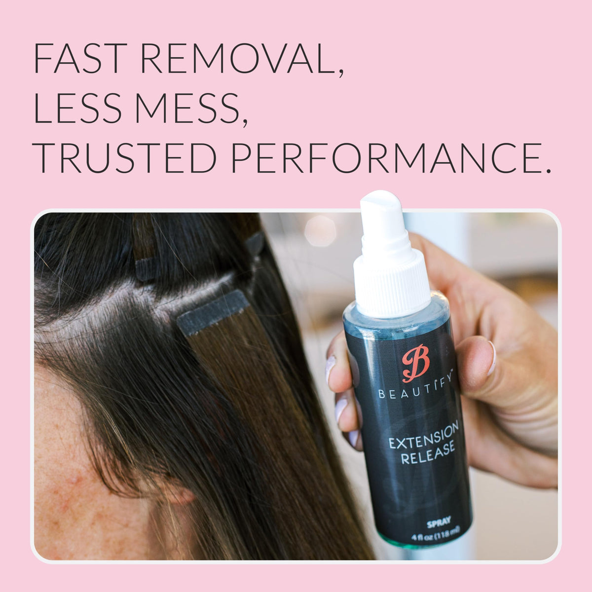 Beautify Extension Release Remover Spray 4 fl oz, Alcohol Based Formula for Hair Extension Removal, Skin Safe Fast Acting Bond Release, Evaporates