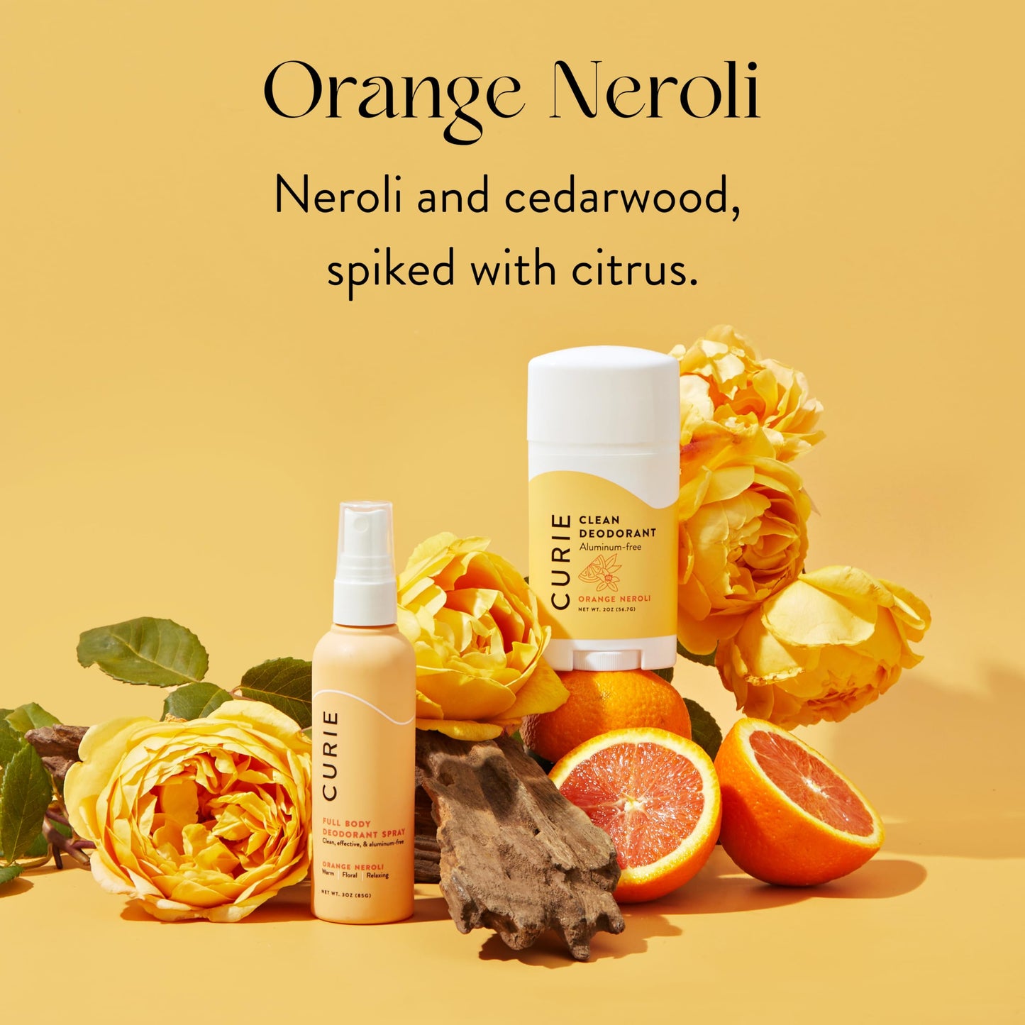 Curie Whole Body Deodorant - Orange Neroli Deodorant and Body Spray 3pk - Aluminum Free, Natural Deodorant Spray, Paraben Free, Cruelty Free, Vegan Beauty and Personal Care Curie
