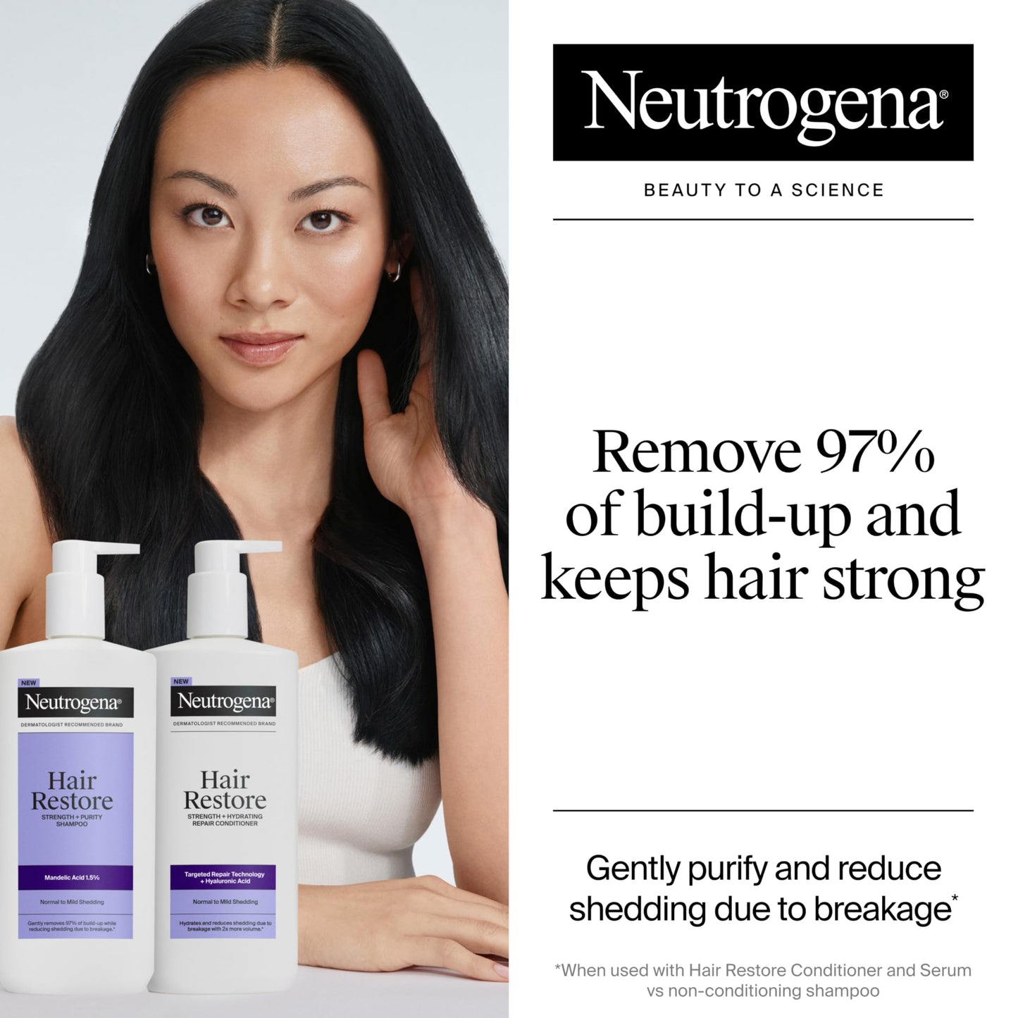 Neutrogena Hair Restore Strength + Purity Shampoo, Exfoliating Hair Wash with 1.5% Mandelic Acid Gently Removes 97% of Buildup & Reduces Shedding due Beauty & Personal Care Neutrogena
