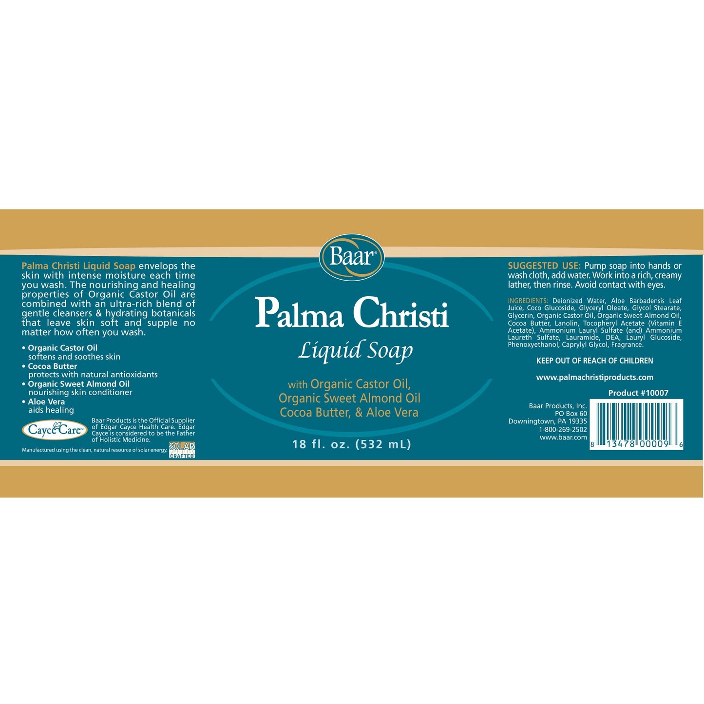 Baar Palma Christi Liquid Soap, 18 oz. Beauty & Personal Care Baar