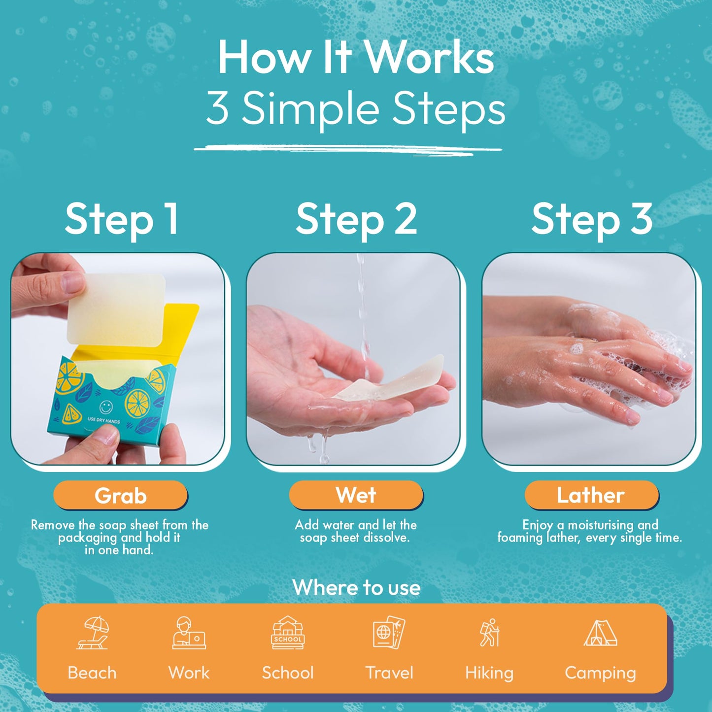 FOMIN - Paper Soap Sheets for Hand Washing - (300 Sheets) Unscented Portable Travel Soap Sheets, Dissolvable Camping Mini Soap, Portable Hand Soap Beauty and Personal Care FOMIN