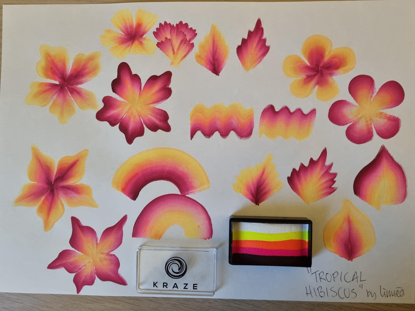 Kraze FX Dome Stroke - Tropical Hibiscus by Linnea (25 gm), Professional 1-Stroke Split Cake, Hypoallergenic, Non-Toxic, Water Activated Face & Body Beauty & Personal Care Kraze FX