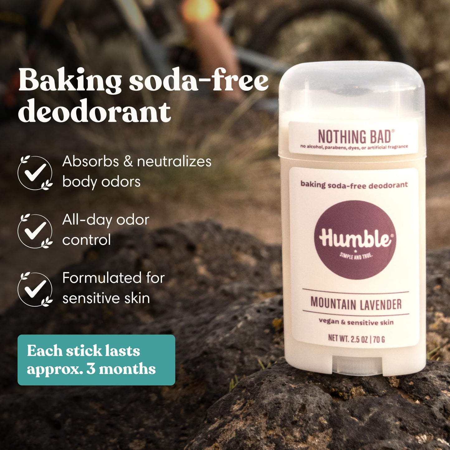 Humble Aluminum-Free Deodorant for Women & Men, Lavender, Rose & Unscented - Baking Soda-Free Natural Deodorant Stick for Sensitive Skin Beauty and Personal Care HUMBLE SIMPLE AND TRUE.