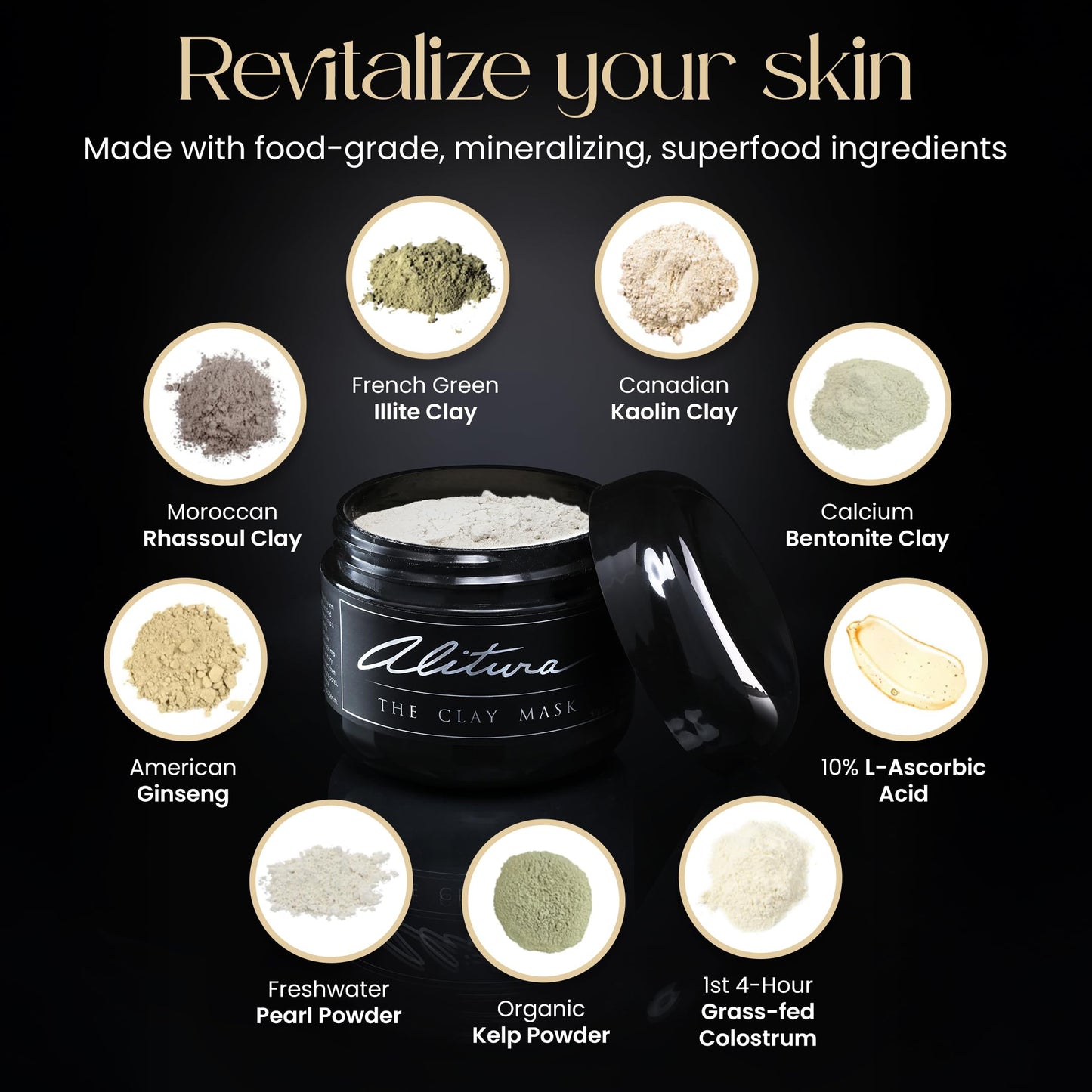 Alitura Clay Face Mask - Exfoliating, Hydrating & Anti-Aging Facial Mask with Vitamin C & Pearl Powder - Pore Cleansing Face Mask for Acne, Blackheads Beauty & Personal Care Alitura