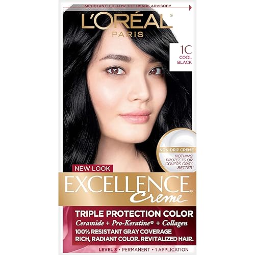 L'Oreal Paris Excellence Creme Permanent Hair Color, 1C Cool Black, 100 percent Gray Coverage Hair Dye, Pack of 1 Beauty & Personal Care L'Oreal Paris