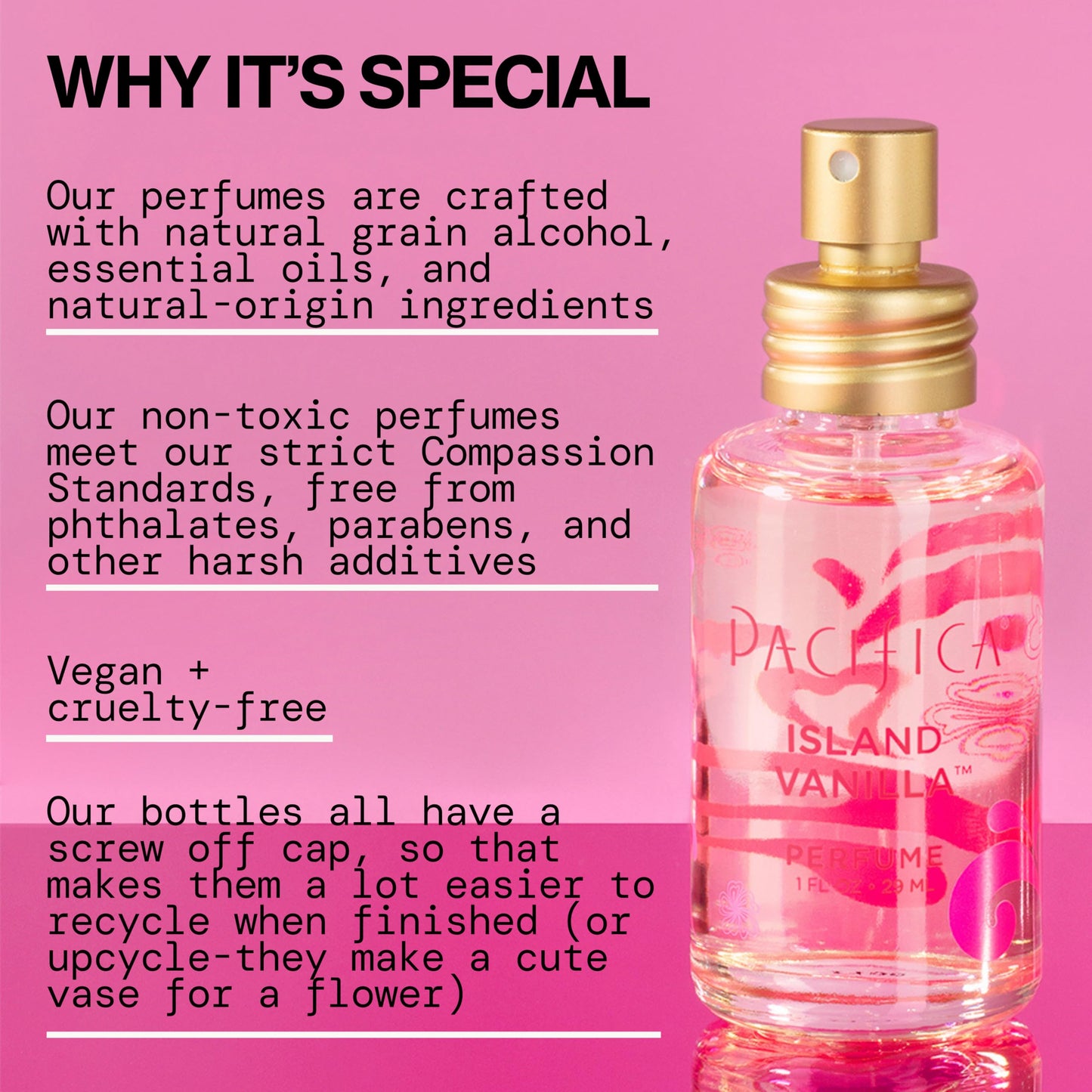 Pacifica Island Vanilla Perfume - Clean Vanilla Fragrance for Women - Warm Tropical Aroma - Long-Lasting Clean Beauty Non Toxic Scent, Vegan Beauty & Personal Care Pacifica